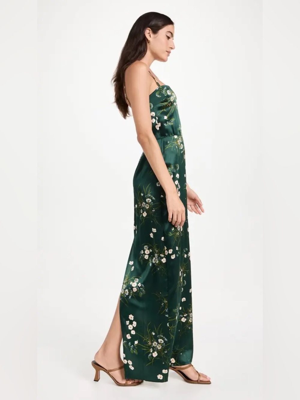 Reformation Frankie Silk Maxi Dress in Buena Green Floral - Picture 3 of 12